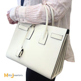 YSL Sac De Jour Cream and Black Leather Crossbody Tote 2016