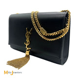 YSL Kate Tassel Medium Black Grained Leather Crossbody Bag