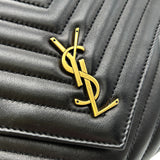 Yves Saint Laurent Black Lambskin Matelasse Monogram Joe Drawstring Backpack