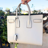 YSL Sac De Jour Cream and Black Leather Crossbody Tote 2016