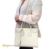YSL Sac De Jour Cream and Black Leather Crossbody Tote 2016