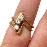 14K Yellow Gold 0.41ctw Round Brilliant Diamond Zig Zag Puzzle Ring Set Size 5