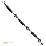 Raylan & Pattie Edaakie Zuni Multi-Stone Inlay Sterling Silver Link Bracelet