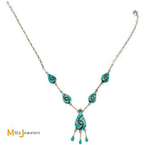 Amy Quandelacy Zuni Hummingbird Sleeping Beauty Turquoise Sterling Silver 925 Necklace