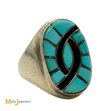 Signed EB Zuni Sterling Silver 925 Turquoise Hummingbird Ring