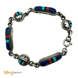 Raylan & Pattie Edaakie Zuni Multi-Stone Inlay Sterling Silver Link Bracelet