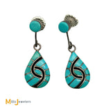 Amy Quandelacy Zuni Hummingbird Sleeping Beauty Turquoise Sterling Silver 925 Earrings