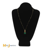 Estate 18K Yellow Gold 1.75ct Fine Emerald Pendant Necklace