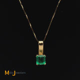 Estate 18K Yellow Gold 1.75ct Fine Emerald Pendant Necklace