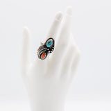 Sterling Silver 925 Turquoise Coral Ring Size 6.5