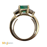 14K Yellow Gold 2.35ct Colombian Emerald Diamond Ring Size 8.25