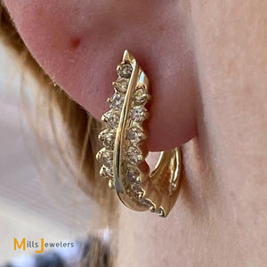 14K Yellow Gold J Hook 1.02ctw Diamond Earrings