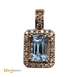 14K Rose Gold 0.80ct Aquamarine 0.125cts Diamond Pendant