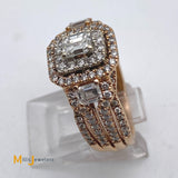 14K Rose Gold 1.61ctw Emerald Cut Diamond Wedding Ring Size 5.75