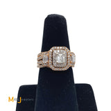 14K Rose Gold 1.61ctw Emerald Cut Diamond Wedding Ring Size 5.75
