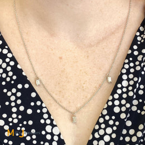 14K White Gold 0.77ctw Baguette Diamond Necklace