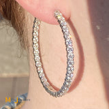 14K White Gold 6.30ctw Lab-Created Diamond Inside Out Hoop Earrings