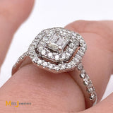14K White Gold Emerald Cut 0.86ctw Diamond Engagement Ring Size 5.25