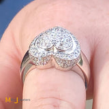 14K White Gold 0.40ctw Diamonds Heart Pave Ring Size 6.5