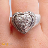 14K White Gold 0.40ctw Diamonds Heart Pave Ring Size 6.5