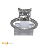 14K White Gold 2.57ct Modified Square Diamond Engagement Ring Size 5.5