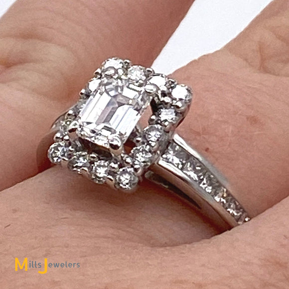 14k white gold emerald cut diamond wedding ring size 6.5