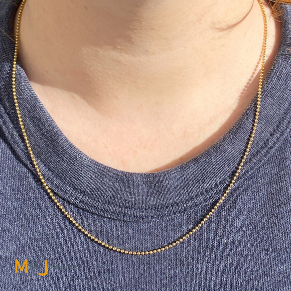 14K Yellow Gold 20 Inch Bead Link Chain Necklace