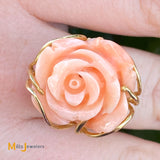 14K Yellow Gold Large Coral Flower Cocktail Ring Size 5.75