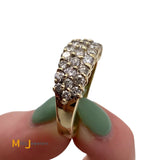 14K Yellow Gold 3-Row 0.84ctw Diamond Ring Size 6.75