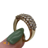14K Yellow Gold 3-Row 0.84ctw Diamond Ring Size 6.75