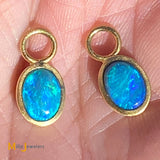 14K Yellow Gold Opal Dangle Charms for Earrings