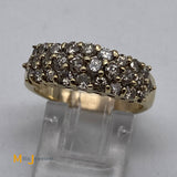 14K Yellow Gold 3-Row 0.84ctw Diamond Ring Size 6.75