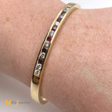 14k yellow gold diamonds and rubies bangle bracelet