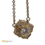 18K Yellow Gold 0.33ct Cushion Diamond Pendant Necklace