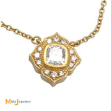 18K Yellow Gold 0.33ct Cushion Diamond 0.16cts Melee Diamond Pendant Necklace