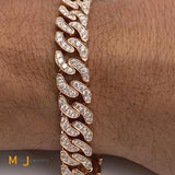 18K Rose Gold 7.49ctw 271 Round Brilliant Diamonds Cuban Link Bracelet