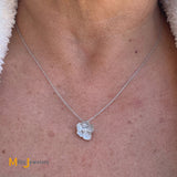 18k white gold flower pendant diamond necklace