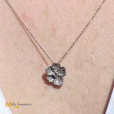 18K White Gold 0.35ctw Diamond Flower Pendant Chain Necklace