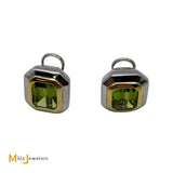 18K Two-Tone White and Yellow Gold 6ctw Emerald Cut Peridot Earrings