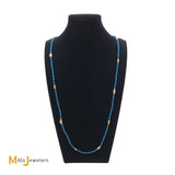 18K Yellow Gold Opal & Blue Apatite Bead Necklace
