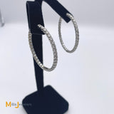 14K White Gold 6.30ctw Lab-Created Diamond Inside Out Hoop Earrings