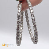 14K White Gold 6.30ctw Lab-Created Diamond Inside Out Hoop Earrings