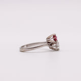 Estate .46cts Natural Ruby .56cts Diamond 14K White Gold Bypass Cocktail Ring