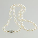 Estate Round South Sea Diamond 18K White Gold Pearl Strand