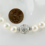Estate Round South Sea Diamond 18K White Gold Pearl Strand