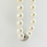 Estate Round South Sea Diamond 18K White Gold Pearl Strand