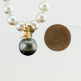 14K Yellow Gold Clasp Pendant Round Tahitian Pearl Enhancer