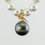 14K Yellow Gold Clasp Pendant Round Tahitian Pearl Enhancer