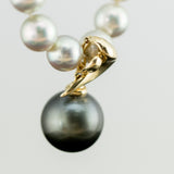 14K Yellow Gold Clasp Pendant Round Tahitian Pearl Enhancer