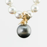 14K Yellow Gold Clasp Pendant Round Tahitian Pearl Enhancer